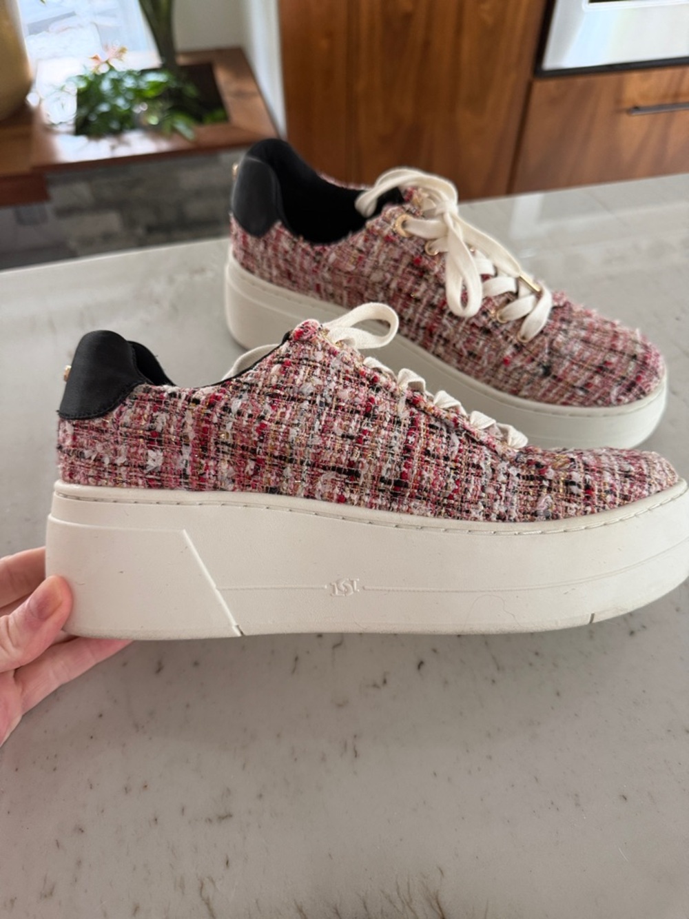 Women's Platform Tweed Sneakers in Pink - Unbranded